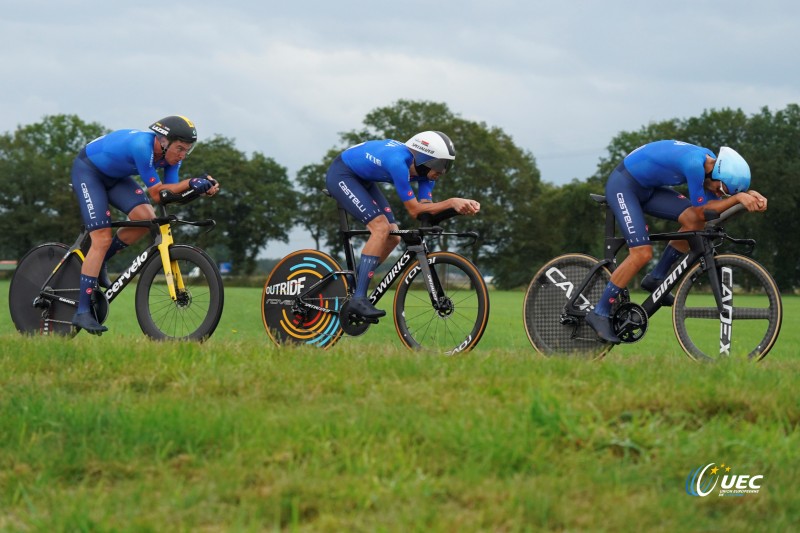 2023 UEC Road European Championships - Drenthe - Junior Mixed Team Relay - Emmen - Emmen 38, km - 21/09/2023 - Matteo Sobrero - Mattia Cattaneo - Edoardo Affini (ITA) - photo Massimo Fulgenzi/SprintCyclingAgency?2023